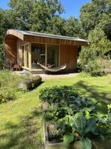 Voedselbos rondom tiny house de bij